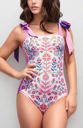 Jessie Zhao New York Pink Garden Reversible One Piece Swimsuit | Nordstrom | Nordstrom