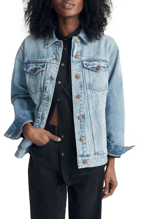 Madewell The Oversize Trucker Jean Jacket in Kelson Wash at Nordstrom, Size Medium | Nordstrom