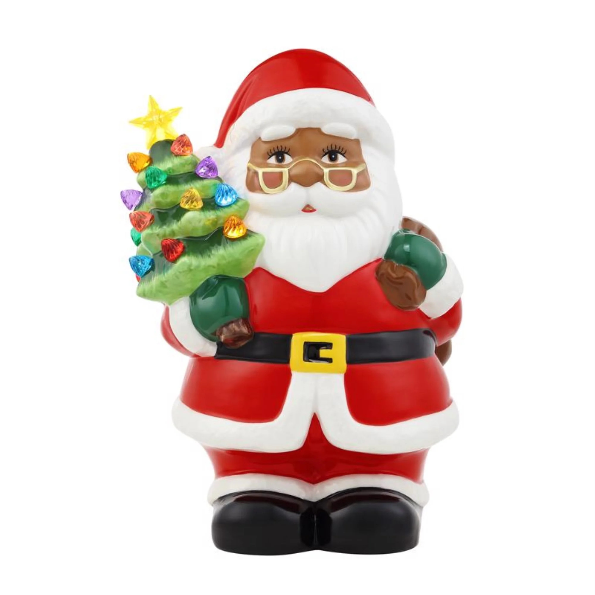 Mr. Christmas LED Ceramic African American Santa Claus with Tree Table Decor 9 in. | Walmart (US)