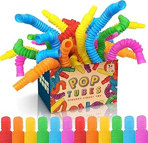 Mini Pop Tubes Fidget Toy 24 Pack Sensory Stretch Tubes Kit Stress Relief Toys for Kids Fun Pop T... | Amazon (US)
