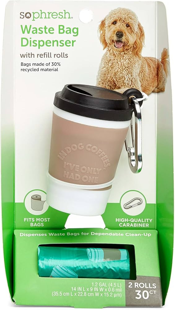 So Phresh Coffee Cup Dog Waste Bag Dispenser with Refill Rolls | Amazon (US)