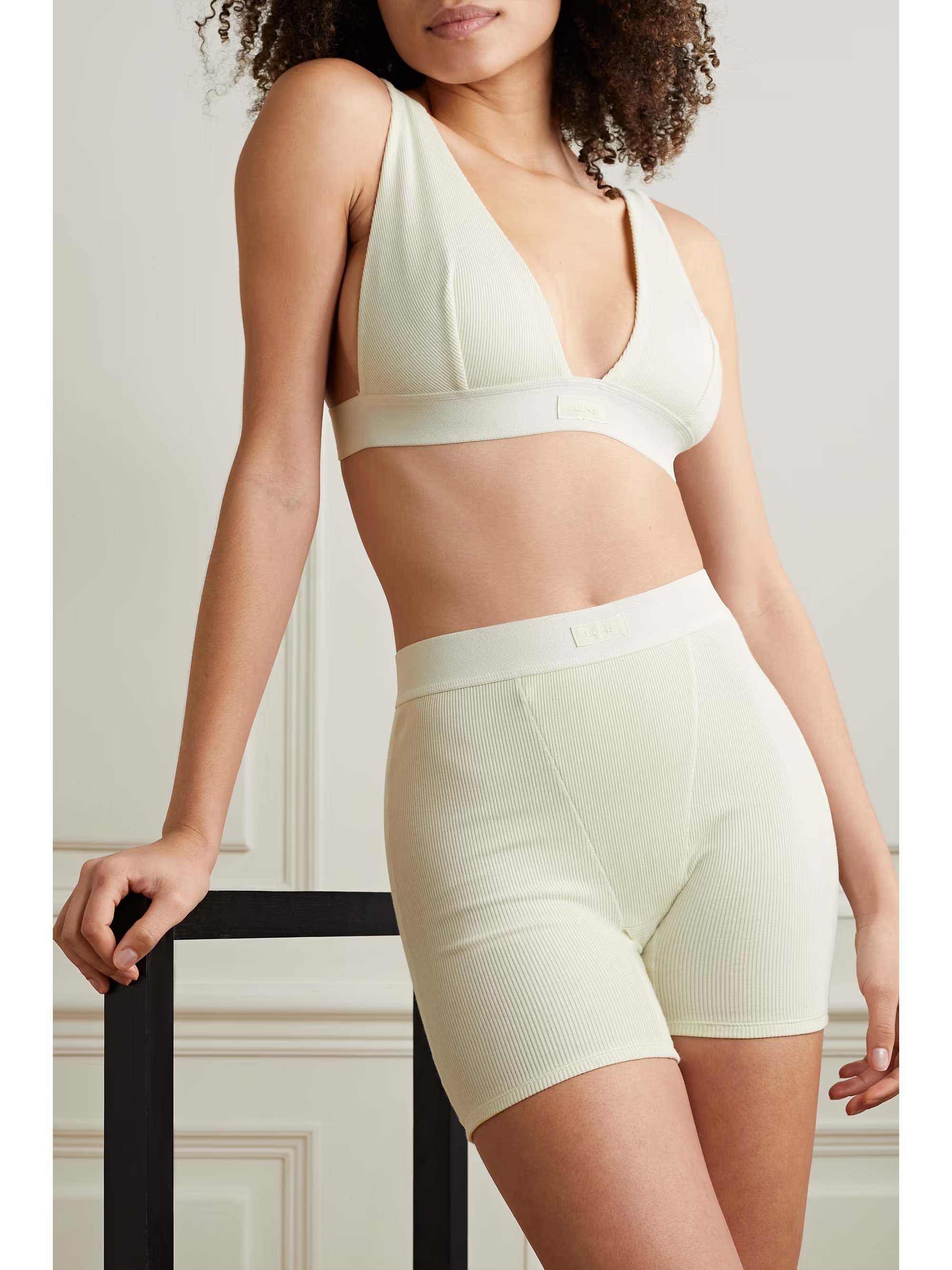 Cotton Collection ribbed cotton-blend jersey boxer shorts - Bone | NET-A-PORTER (UK & EU)