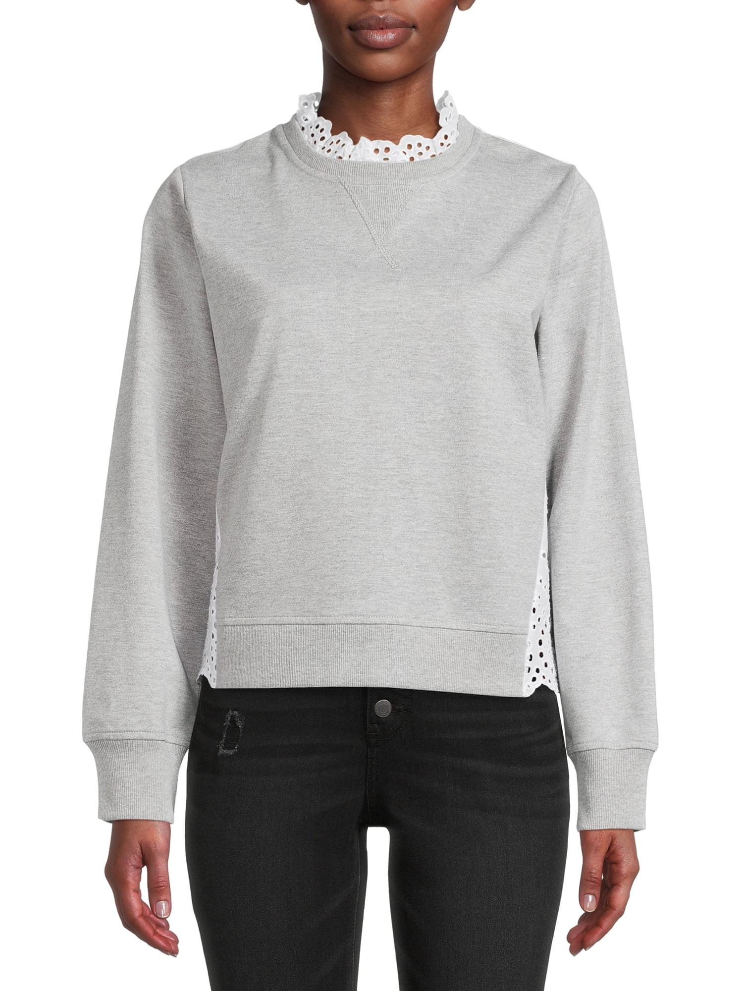 Time and Tru Women's Eyelet Sweatshirt | Walmart (US)