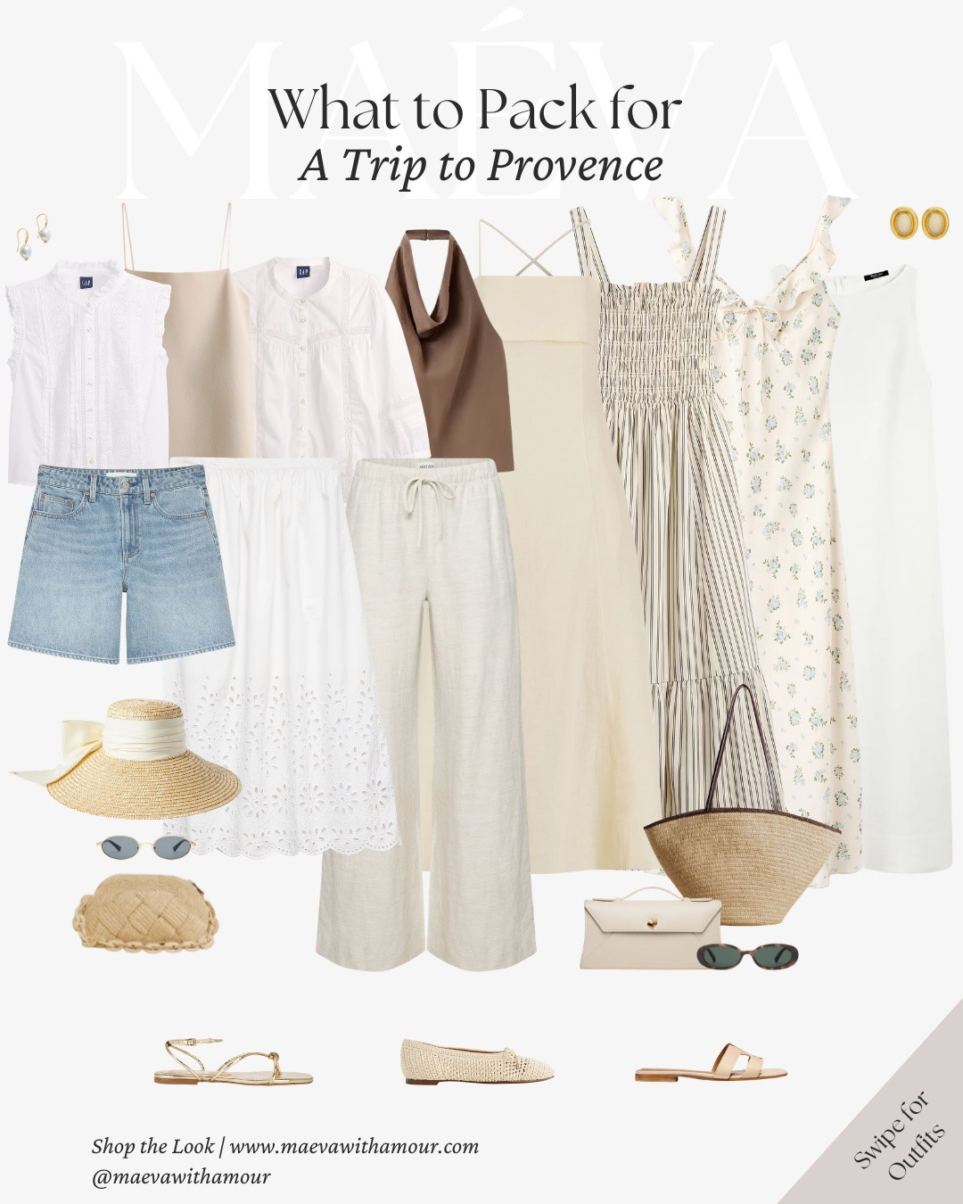 What to Pack for a Trip to Provence 🧳 Featuring 15 Outfit Ideas

After returning home to the South of France, I couldn't wait to put together a summer capsule inspired by one of my favorite places! Think linen dresses, effortless separates, comfortable shoes, woven accessories, and timeless pieces designed to mix and match throughout your trip 🤍

Whether you're wandering the hilltop villages of Gordes, visiting the lavender fields of Valensole, enjoying a long lunch in Lourmarin, or ending the day with an apéritif in Aix-en-Provence, these are the kinds of outfits I find myself reaching for again and again 🍇

While this capsule was created with Provence in mind, these outfit formulas work beautifully for Italy, Greece, Spain, the French Riviera, and even an effortless summer wardrobe at home 🌞

Packing notes for Provence: • choose lightweight, comfortable pieces you'll actually enjoy wearing all day
• pack the shoes you know you'll happily walk miles in
• build around a cohesive color palette to create more outfits with fewer pieces
• don't forget a wide-brim hat for sunny afternoons
• leave a little extra room in your suitcase for local shopping

🤍 Love this capsule? Comment SHOP and I'll send you link, or explore the article through the link in bio

🧳 I've also shared all 15 outfit ideas, packing notes, and personal recommendations over on maevawithamour.com

👉 Save and follow along for more French-inspired style, thoughtful edits, and wardrobe ideas designed to elevate your everyday

With Amour, M.

#frenchstyle #provence #southoffrance  #whattopack #outfitinspo

#LTKootd #LTKTravel #LTKSeasonal