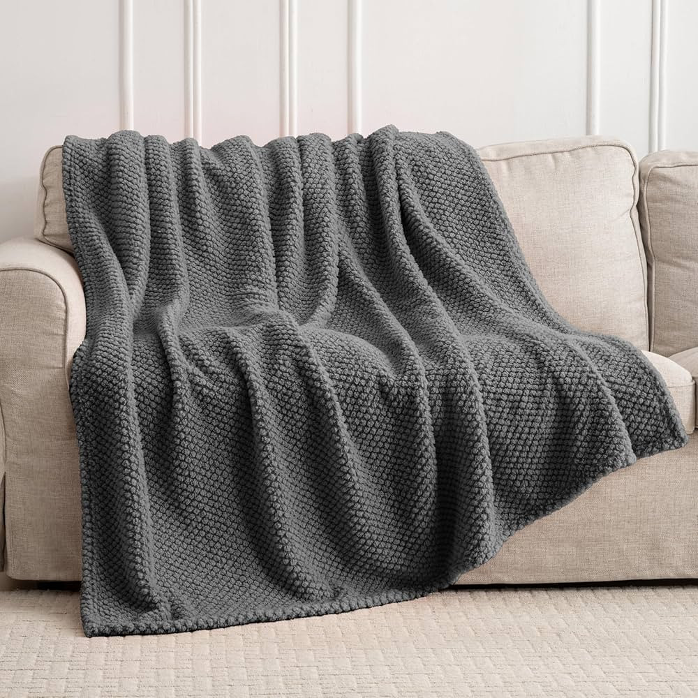 Dark Grey 300GSM Super Soft Throw Blanket for Couch Sofa Bed Cozy Blankets for Women Girls Cute Fleece Fluffy Blanket for Aesthetic Home Decor 50x70 | Amazon (US)