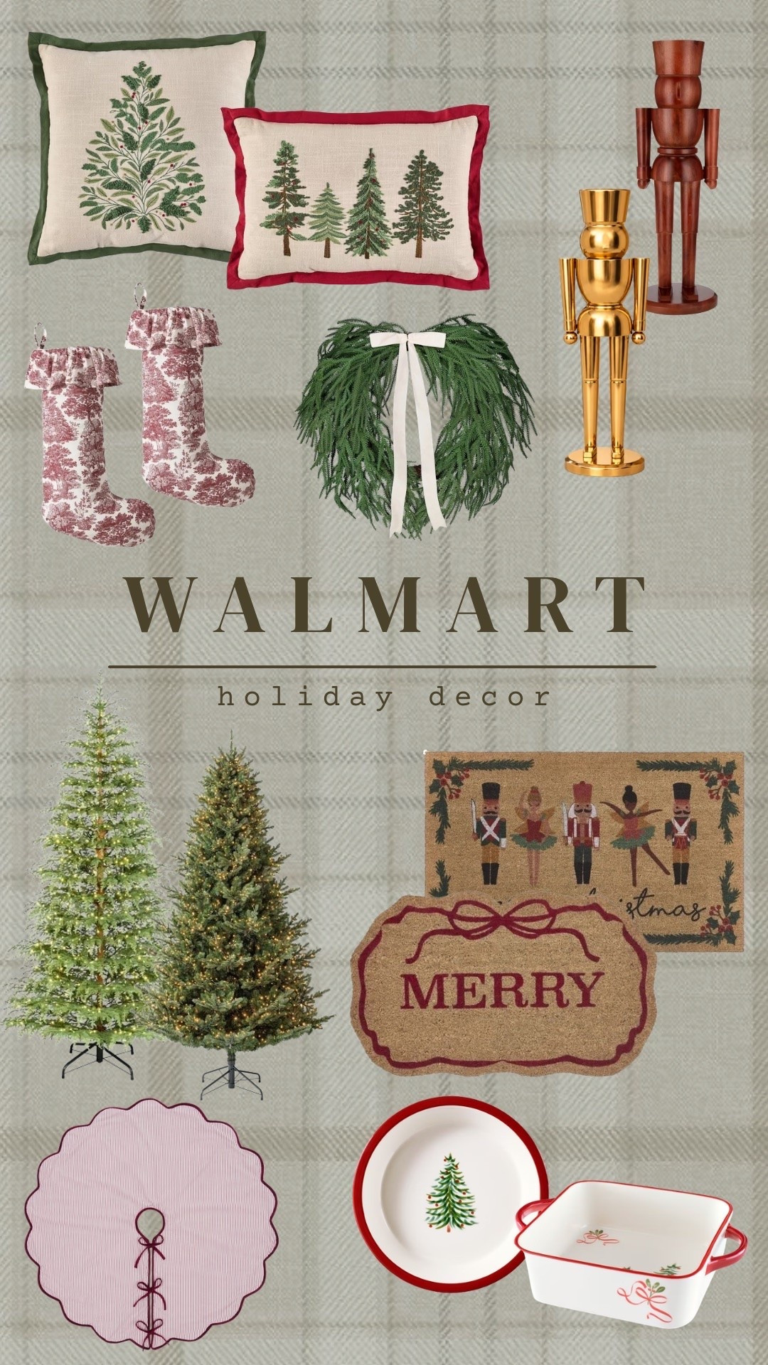 @Walmart holiday decor is here 🎄 Toile stockings, tree pillows, nutcrackers, a merry doormat, plaid dishware, a scalloped tree skirt, and Christmas trees — so many good pieces to get cozy for the season.

All linked below!

#LTKSeasonal #LTKHome