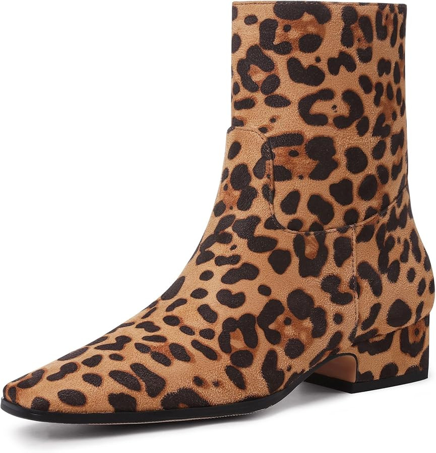 Fall Suede Ankle Boots For Women Square Toe Short Booties Chunky Low Heel Boots Side Zip Dressy M... | Amazon (US)