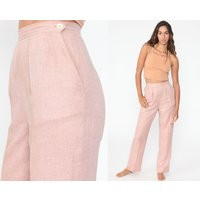 Pastel Pink Pants Pleated Trousers High Waisted 80S Tapered Straight Leg Vintage Summer Extra Small  | Etsy (US)