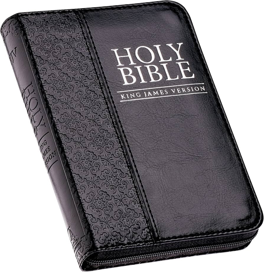 KJV Holy Bible, Mini Pocket Bible – Zippered Black Faux Leather Bible w/Ribbon Marker, King Jam... | Amazon (US)