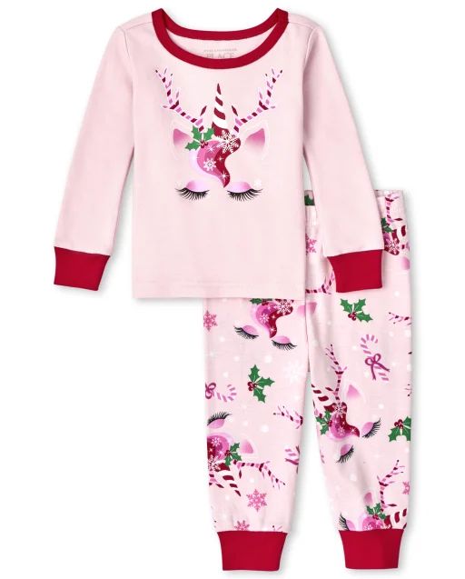 Baby And Toddler Girls Mommy And Me Long Sleeve Christmas Unicorn Snug Fit Cotton Pajamas | The C... | The Children's Place