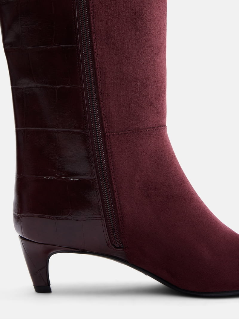 Scoop Women\u2019s Two Tone Kitten Heel Knee High Boots, Wide Width Available | Walmart (US)