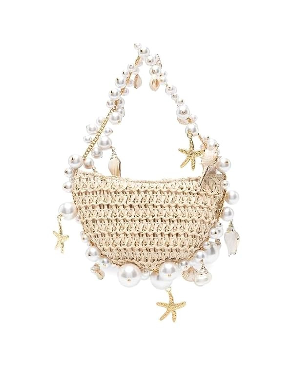 Pearl woven women s seashell purse，Perfect for the beach the Crochet tote bag multi-occasion fa... | Amazon (US)
