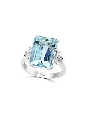 14K White Gold, Aquamarine & Diamond Ring | Saks Fifth Avenue OFF 5TH