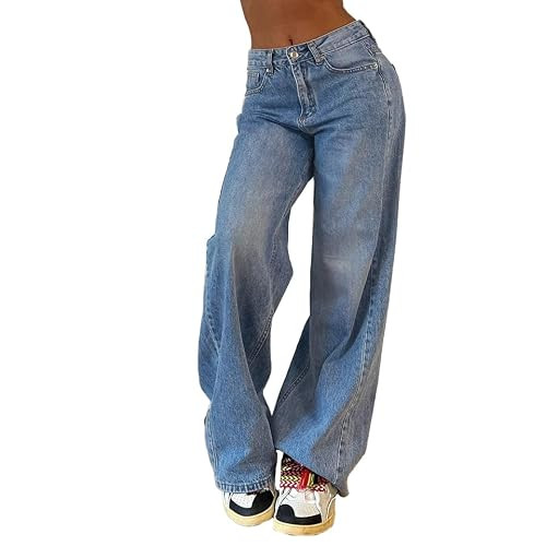 EMMIOL Wide Leg Jeans for Women, Mid Rise Baggy Jeans Plus Size Boyfriends Denim Pants, Y2K Vinta... | Amazon (US)