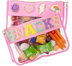 dark swan 1PCS Chenille Patch Nylon Pouch,Clear Waterproof Snacks Bag,With Preppy &Letter Double ... | Amazon (US)