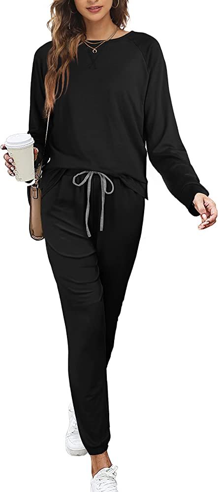 Dofaoo Two Piece Outfits for Women Long Sleeve Crew Neck Sweatsuits Sets with Pockets | Amazon (US)