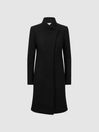 Reiss Black Mia Petite Wool Blend Mid-Length Coat | Reiss UK