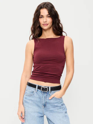 Hug Double-Layer Boat-Neck Top | Old Navy (US)