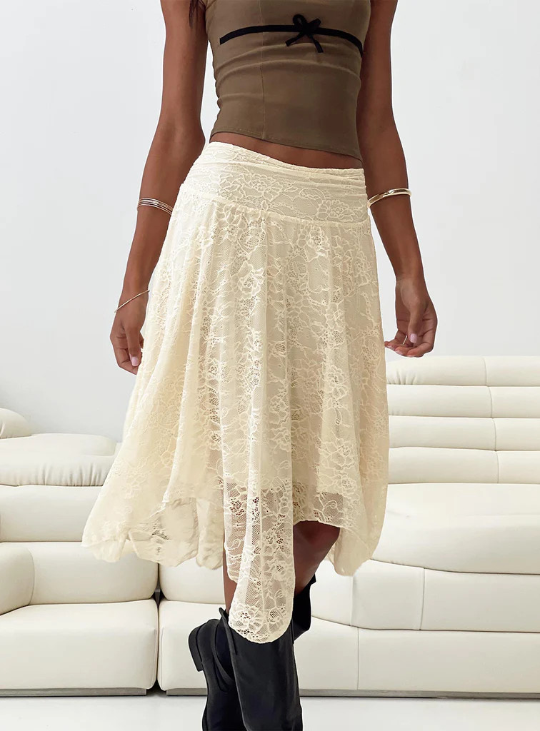 Enslee Midi Skirt Cream | Princess Polly US