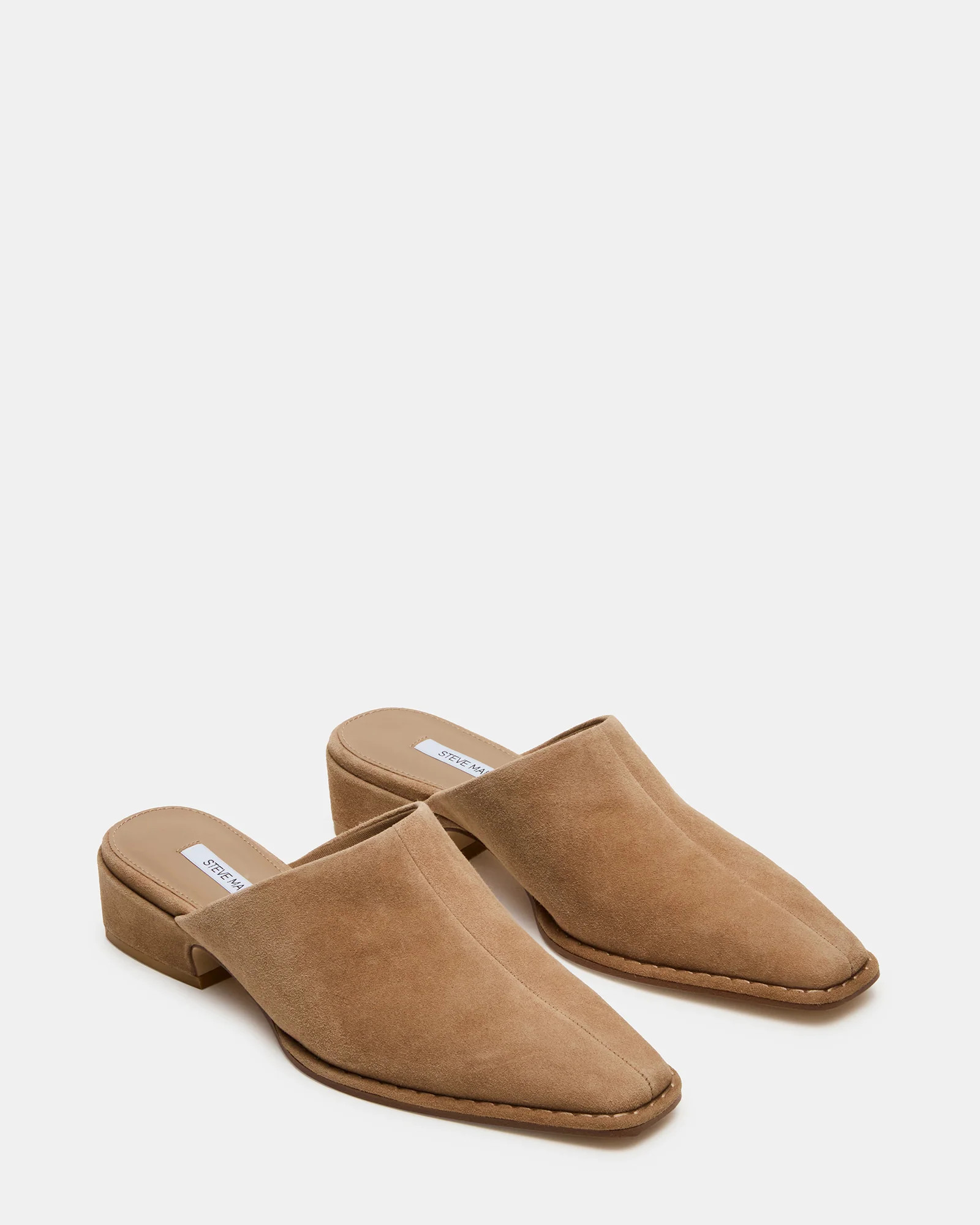 DESSA Taupe Suede Square-Toe Mule Women's Flat | Steve Madden (US)