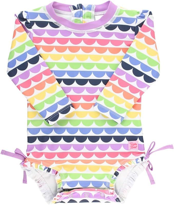 RuffleButts Baby/Toddler Girls UPF 50+ Sun Protection Long Sleeve One Piece Swimsuit with Zipper | Amazon (US)