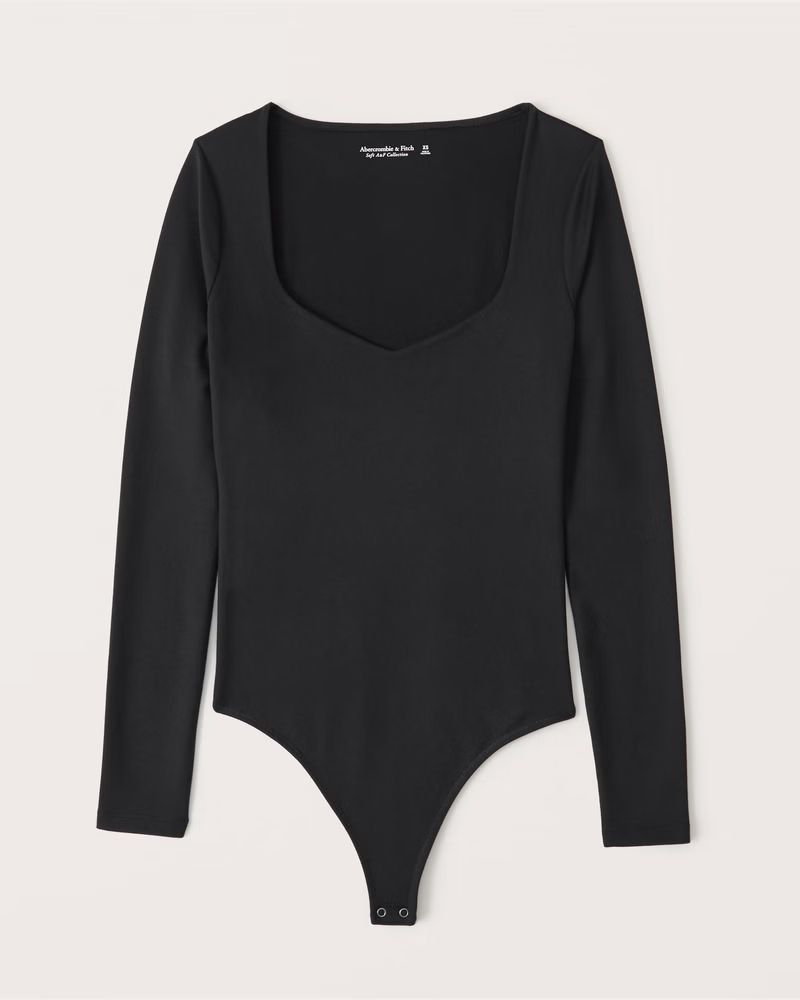 Long-Sleeve Double-Layered Seamless Fabric Sweetheart Bodysuit | Abercrombie & Fitch (US)