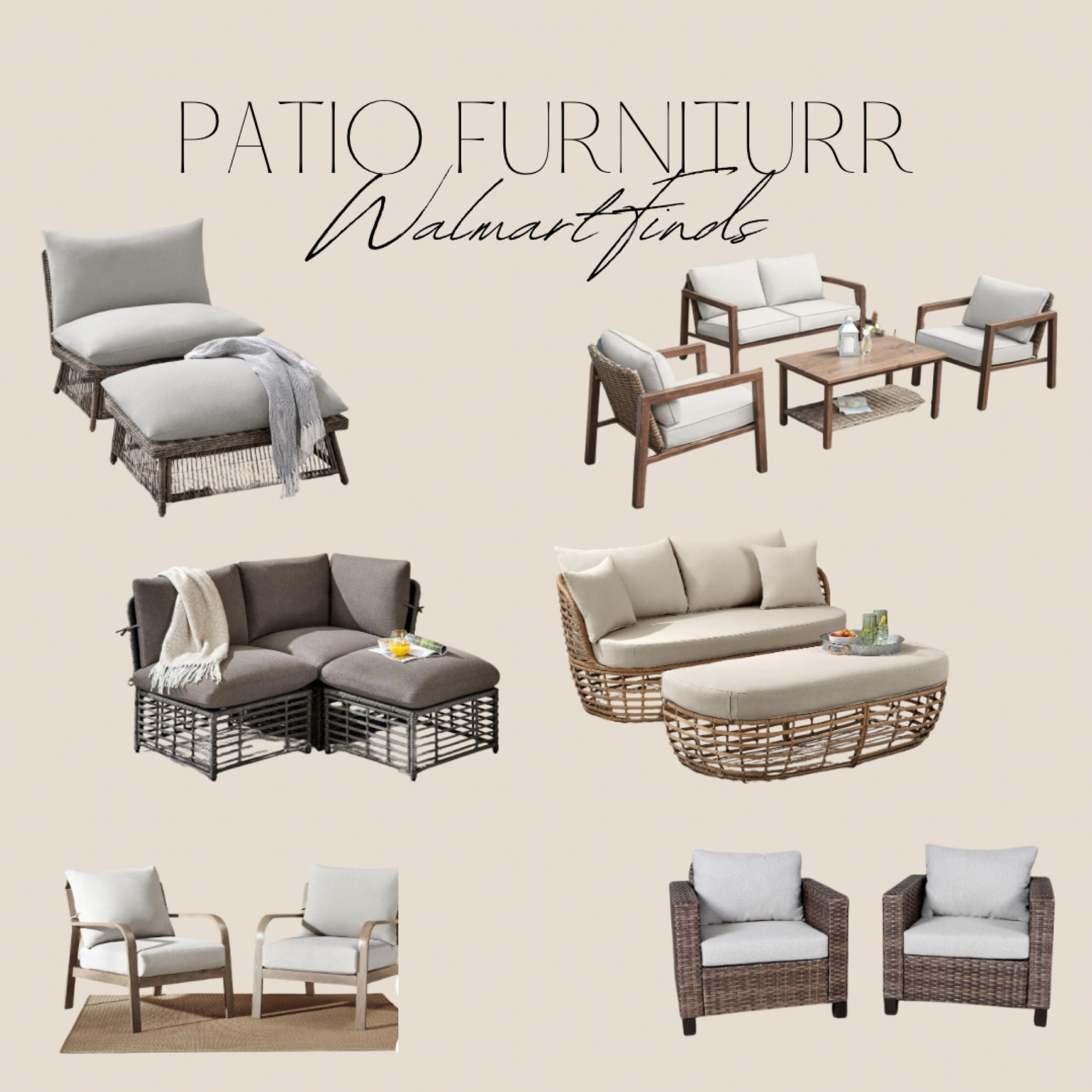 My favourite patio furniture finds at Walmart for 2024 season trendy bright airy. Spring. Outdoor furniture. Outdoor decor

#LTKsalealert #LTKhome