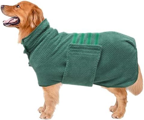 Geyecete Dog Bathrobe Towel Dog Drying Coat-Dry Fast Dog Bag-Pineapple Grid Fast Drying Super Abs... | Amazon (US)