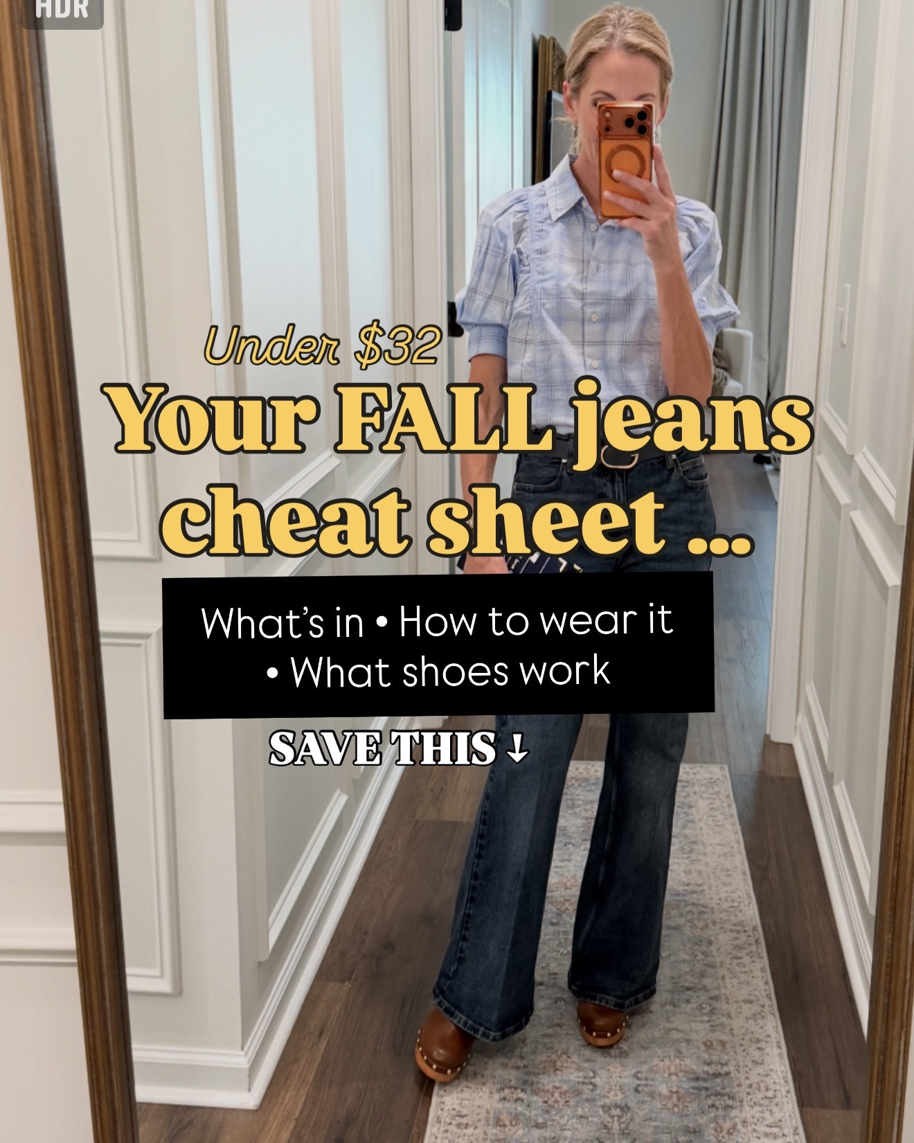 Your Fall 2026 Jeans Cheat Sheet 👖 I tried on all the jean styles we’re seeing everywhere so you can see how they actually look: wide leg, straight leg, cropped wide leg, stovepipe, barrel, flare + work-friendly denim. Every pair is $32 or less! AND I’m showing you which shoes work with each style, because finding the jeans is one thing…figuring out the shoes gets me every time. 😂 Comment JEANS and I’ll send you ALL the links!

For sizing reference, I’m 5’5” and wearing my true size 0 in every pair.

Whether you’re looking for affordable fall jeans, wide leg jeans, straight leg denim, barrel jeans, flare jeans, cropped jeans, teacher outfits, workwear denim, casual fall outfits or everyday jeans for women over 40 and 50, consider this your Fall 2026 jeans guide for finding the right denim style AND knowing exactly how to wear it.

SAVE this Fall jeans cheat sheet so you can come back to it when you’re getting dressed this fall.

#LTKgrwm #LTKootd #LTKmomlife