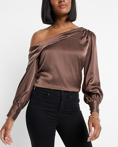 Satin Off The Shoulder Draped Top | Express