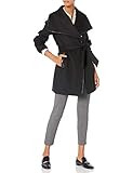 Elie Tahari Women's Natasha Wool Wrap Coat, Black, L | Amazon (US)