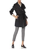 Elie Tahari Women's Natasha Wool Wrap Coat, Black, L | Amazon (US)