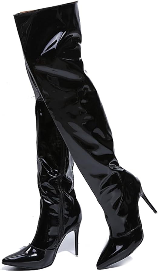Arqa Women's Metallic Over The Knee High Boots Pointed Toe Stiletto High Heel Thigh High Boot Sid... | Amazon (US)