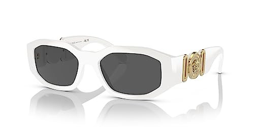 Versace Man Sunglasses White Frame, Dark Grey Lenses, 53MM | Amazon (US)