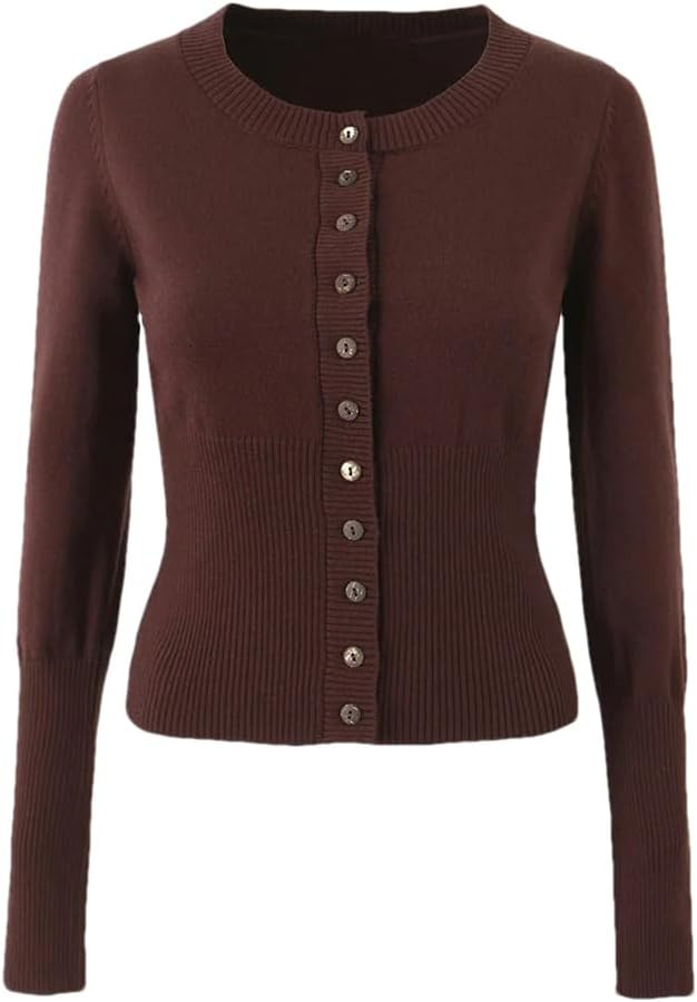 Two Piece Sets for Women Skirt Buttons Knitted Cardigan Short Sweater Elastic Waist Mini Skirt Su... | Amazon (US)