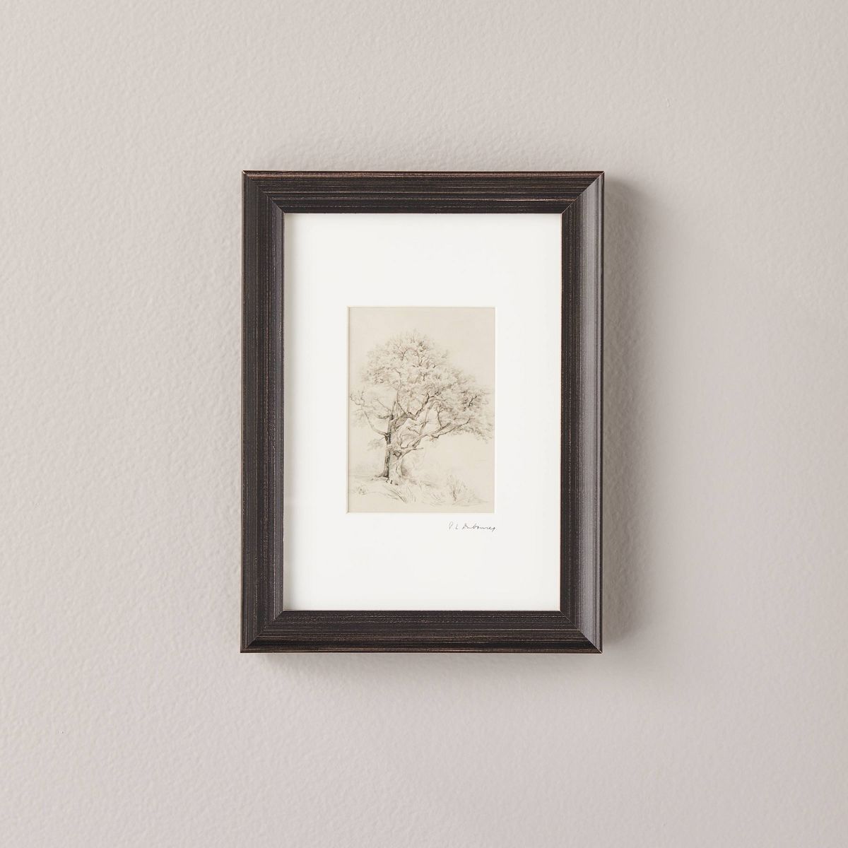 6"x8" Great Oak Tree Sketch Neutral Framed Wall Art - Hearth & Hand™ with Magnolia | Target