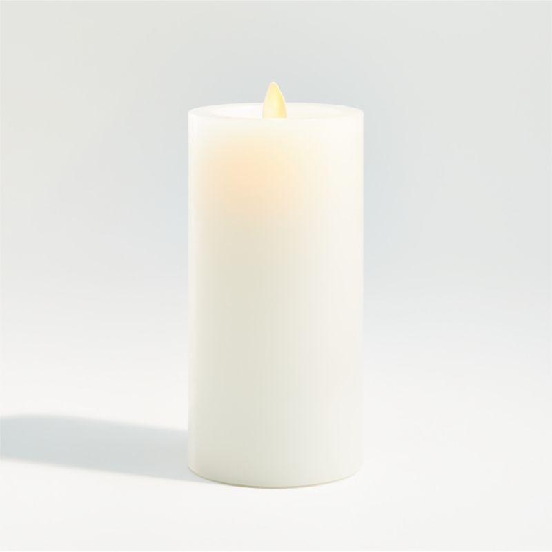 Warm White Flicker Flameless 3"x6" Wax Pillar Candle + Reviews | Crate and Barrel | Crate & Barrel