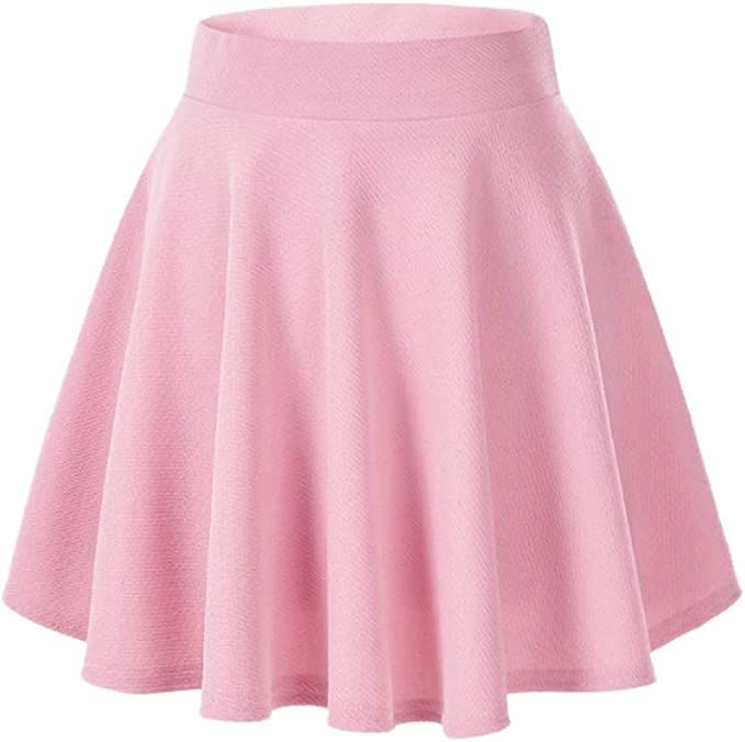 Afibi Casual Mini Stretch Waist Flared Plain Pleated Skater Skirt | Amazon (US)