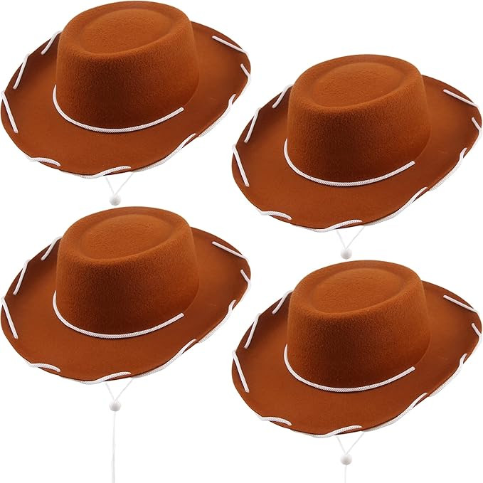 4 Pack Children Cowboy Hats Felt Cowgirl Hat Western Cowboy Hats for Kids Western Theme Party | Amazon (US)