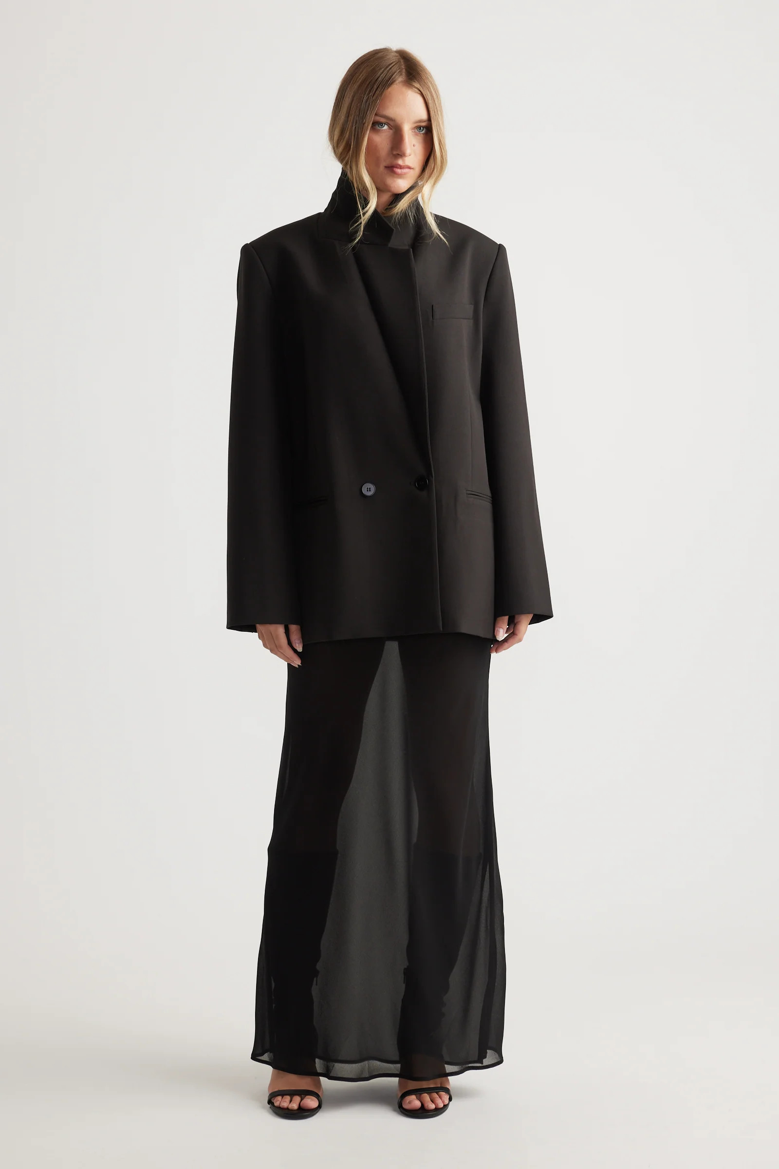 Faye Sheer Maxi Skirt - Black | DECJUBA