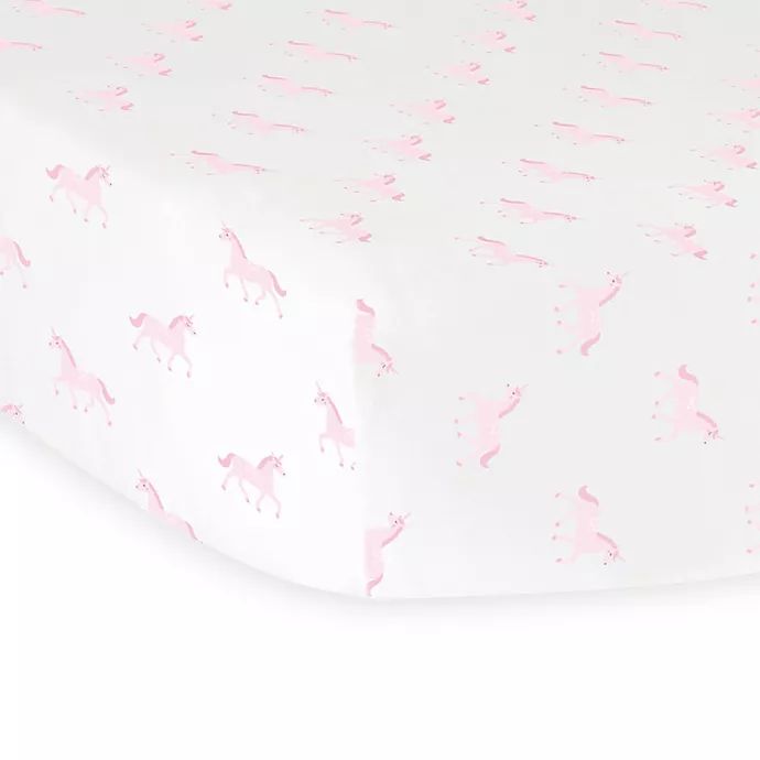 Hello Spud Unicorns Organic Cotton Jersey Fitted Crib Sheet in Pink | buybuy BABY