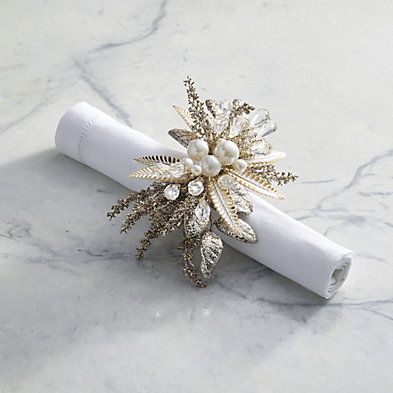 Gilded Spray Napkin Rings, Set of Four | Frontgate | Frontgate