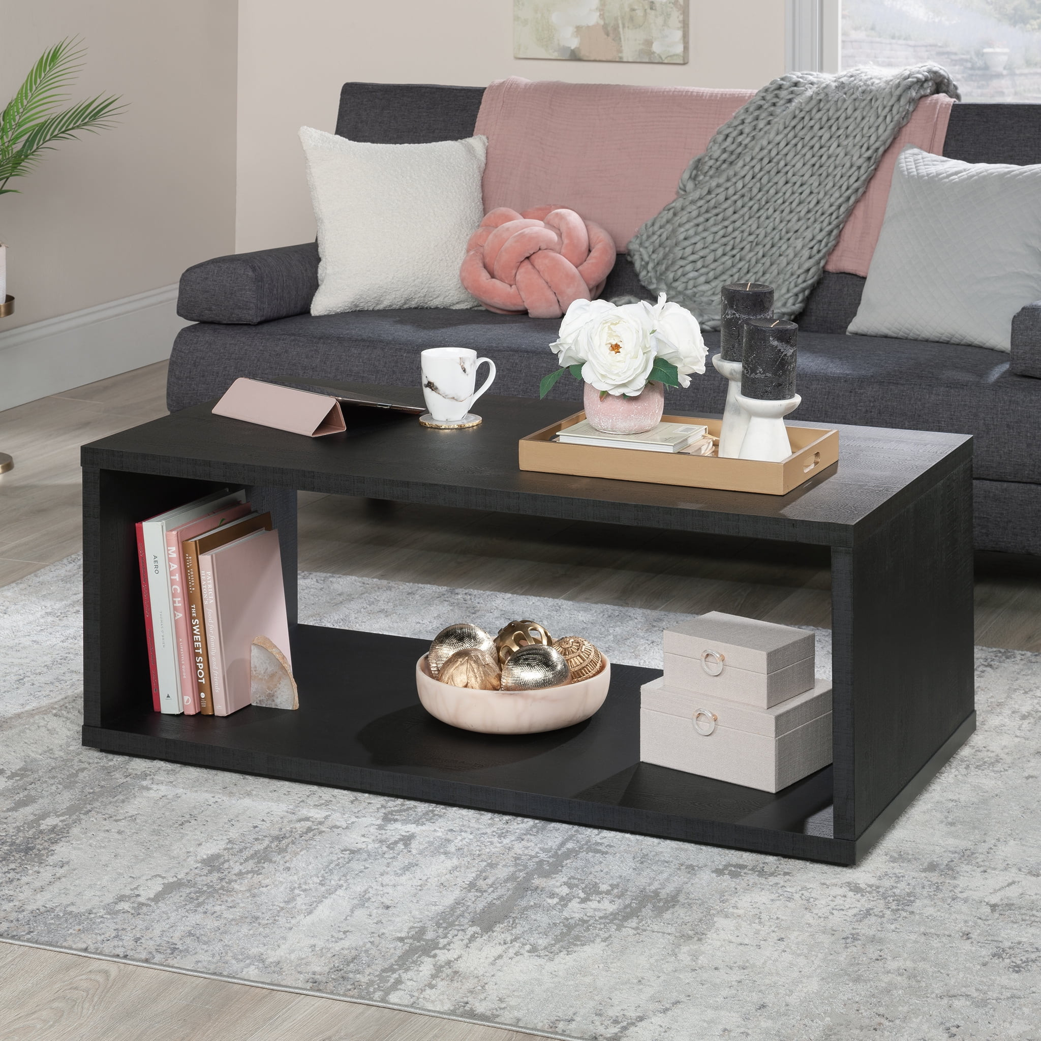 Mainstays Westley Coffee Table, Black Wood Finish | Walmart (US)
