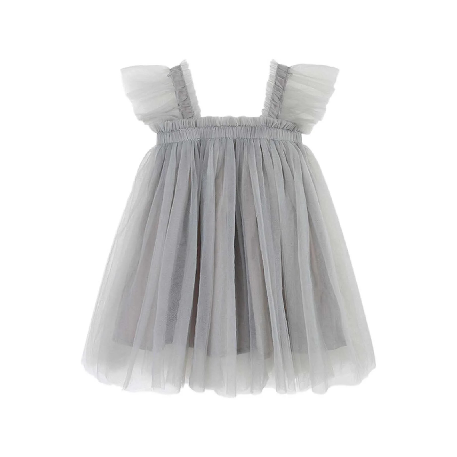 Kids Grey Girl Dresses Ruffle Sleeveless Tulle Baby Dress Girls Summer Dress Summer Princess Part... | Walmart (US)