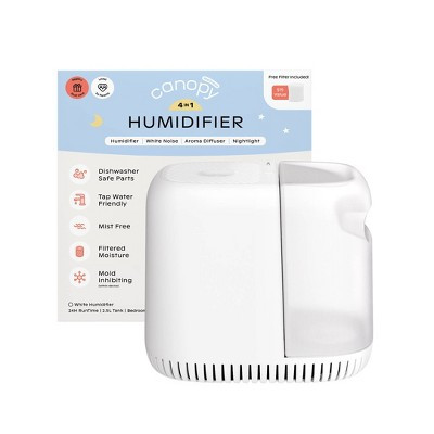 Canopy Mist Free Evaporative 4 in 1 Humidifier with Settings, Optional Night Light, White Noise Machine & Aroma Diffusion, 2.5ltr - White | Target