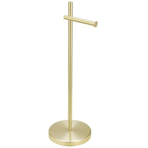 BWE Toilet Paper Holder Free Standing Toilet Paper Holder for Bathroom Gold Toilet Paper Storage Holder Stand with Non-Slip Stable Base Modern Stainless Steel Toilet Tissue | Amazon (US)
