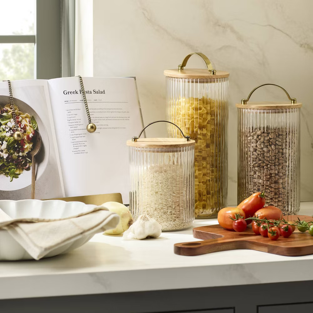 Fluted Glass Storage Canister with Wood Lid - Hearth & Hand™ with Magnolia | Target
