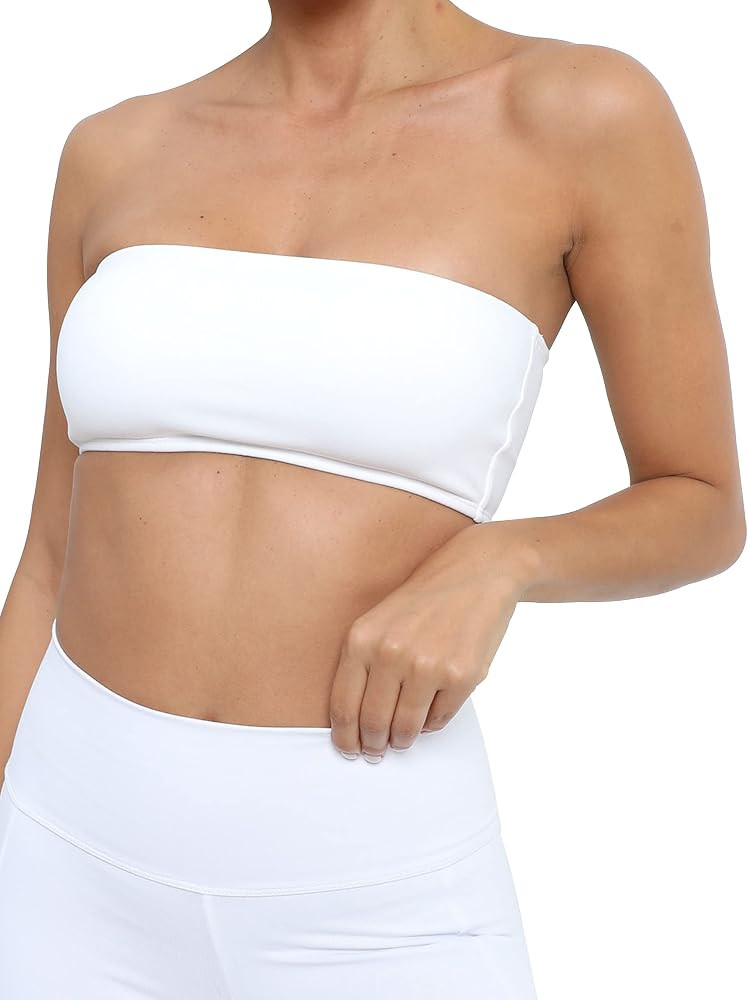 MISSACTIVER Women's Padded Strapless Bandeau Sport Bra Solid Sleeveless Wireless Support Bralette... | Amazon (US)