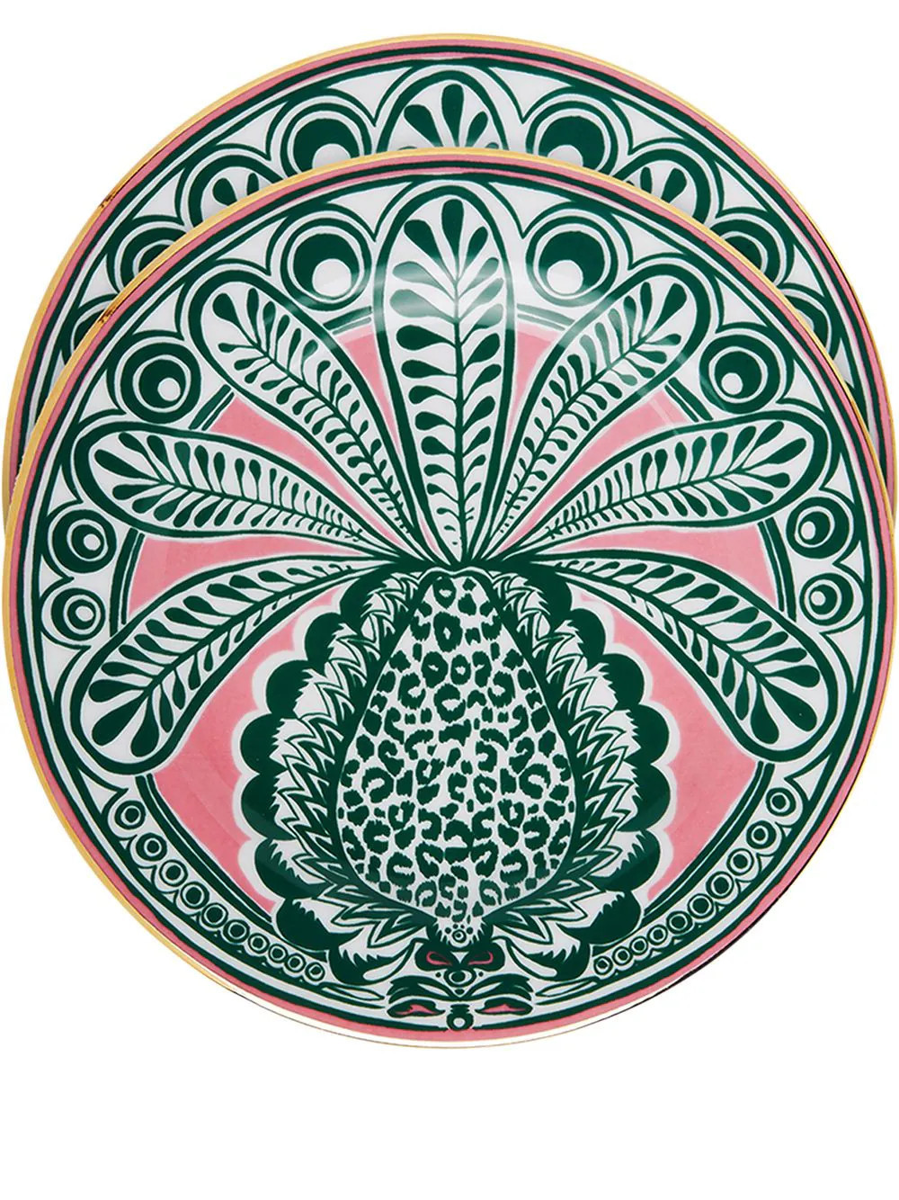 La DoubleJ Pineapple Fuxia dessert plates (set of 2) - Pink | Farfetch Global