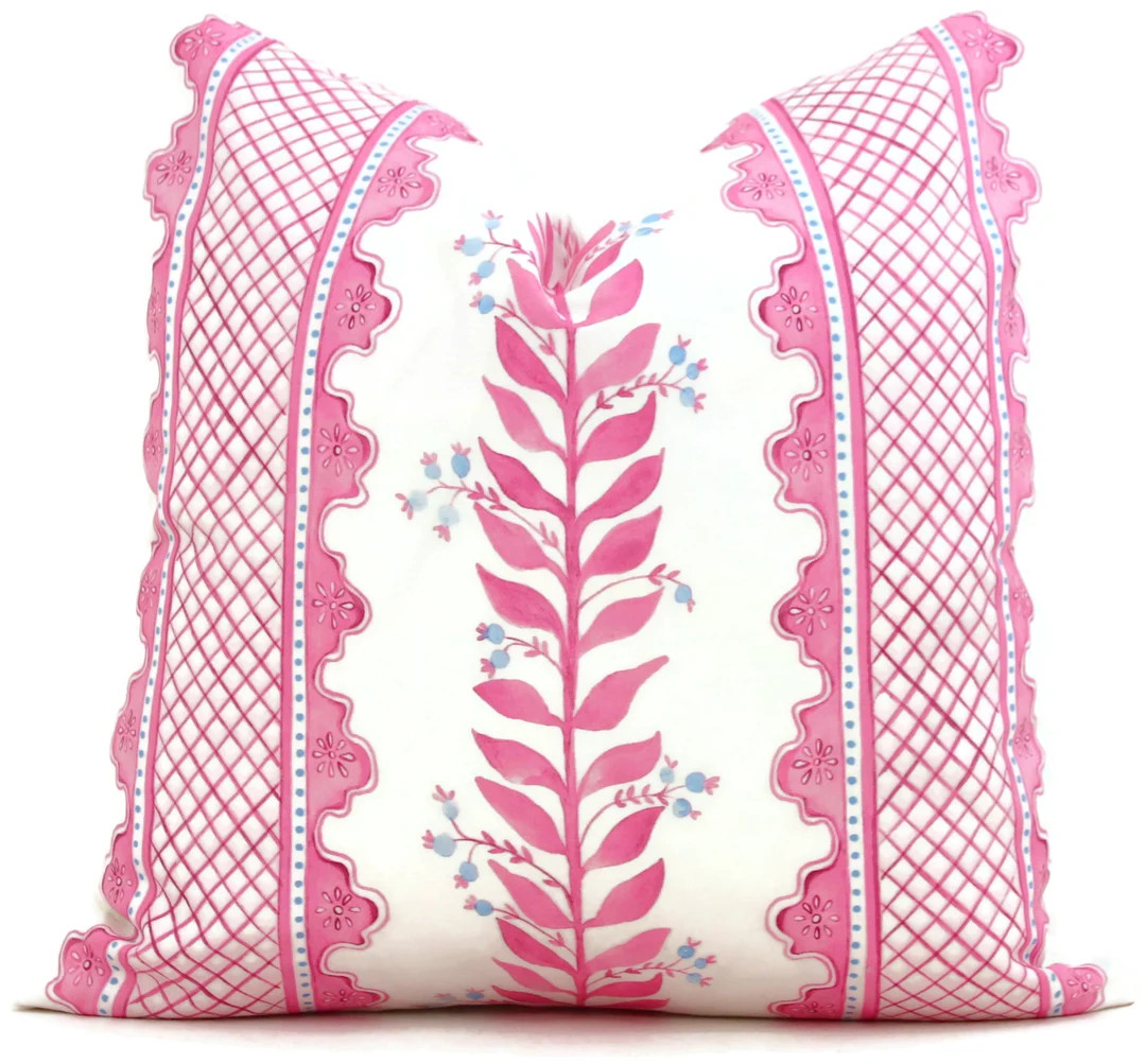 Pink Sweet Pea Decorative Pillow Cover, Throw Pillow, Accent Pillow, Pillow Sham Periwinkle Blue ... | Etsy (US)